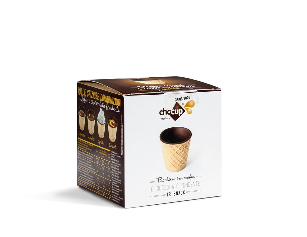 Bicchieri Chocup Medi - cialda ricoperta di cioccolato - 12 pezzi